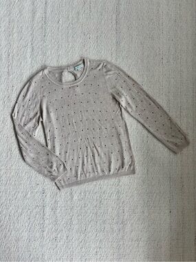 | Cleo Petites | Beige Studded Polkadot Embellished Sweater Women’s size Medium